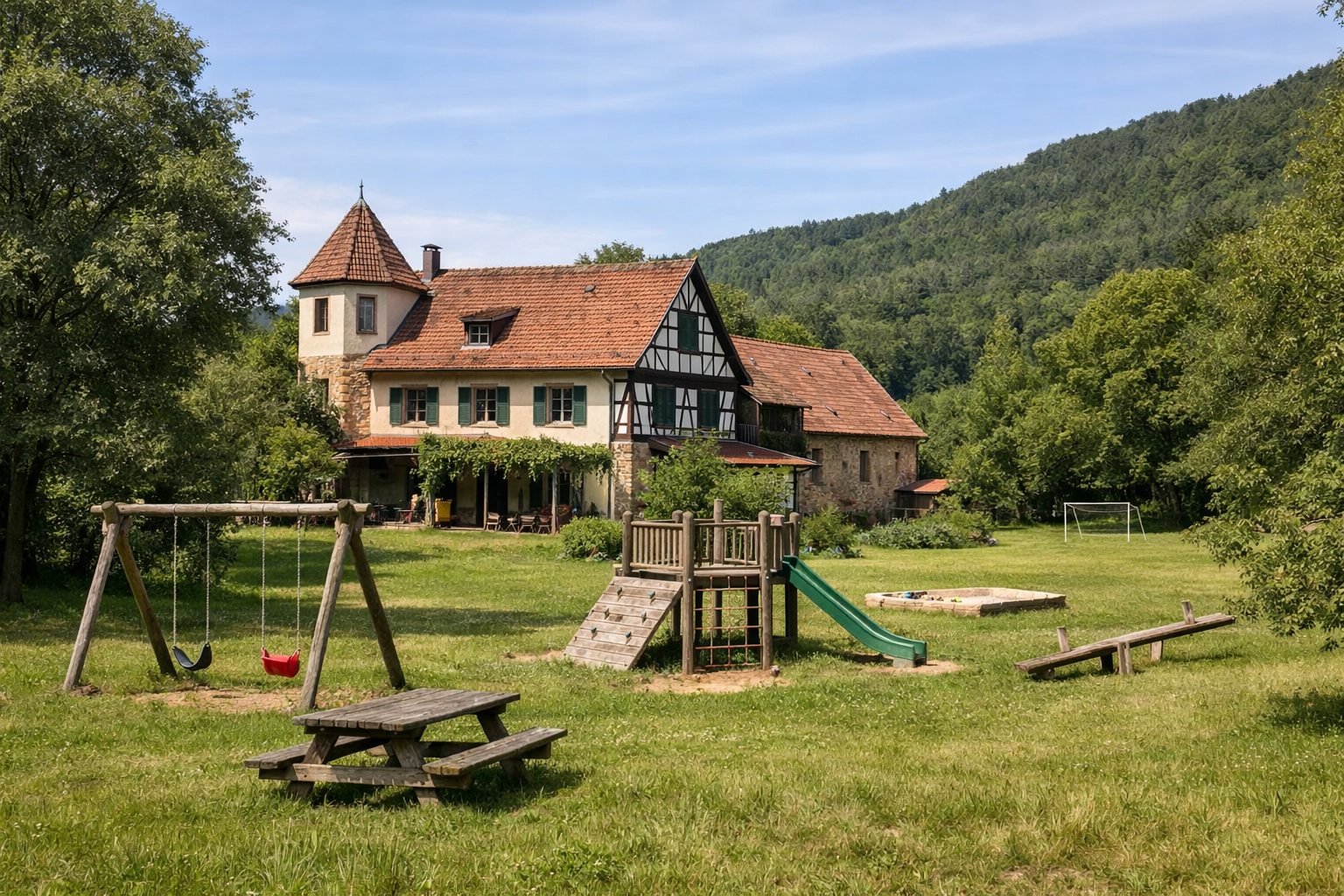 Großes Haus im Grünen mit Spielwiese